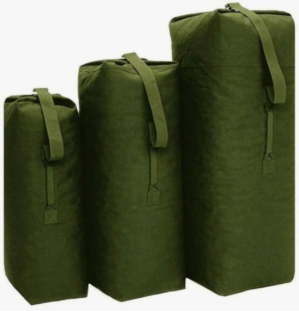Huge Vintage Olive Green Duffel Bag Unisex